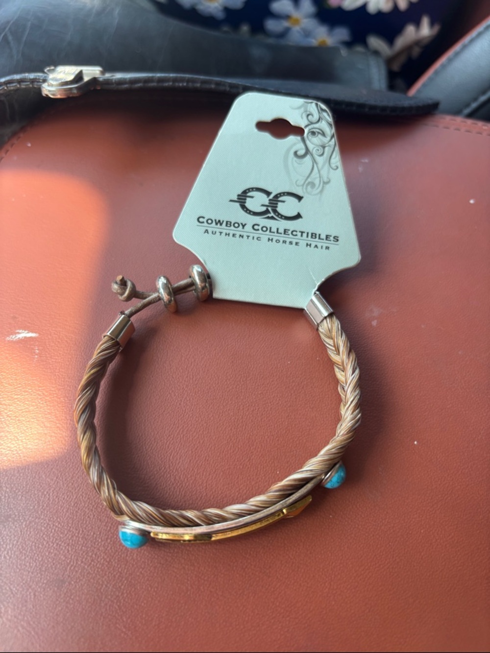 Brown Horsehair Bracelet with Turquoise Accents